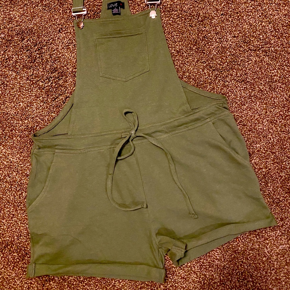 Olive Green overalls shorts